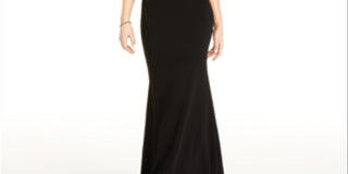 Vestido formal feminino Crystal Dolls, sem mangas, com decote em V, estilo sereia, preto, tamanho 1