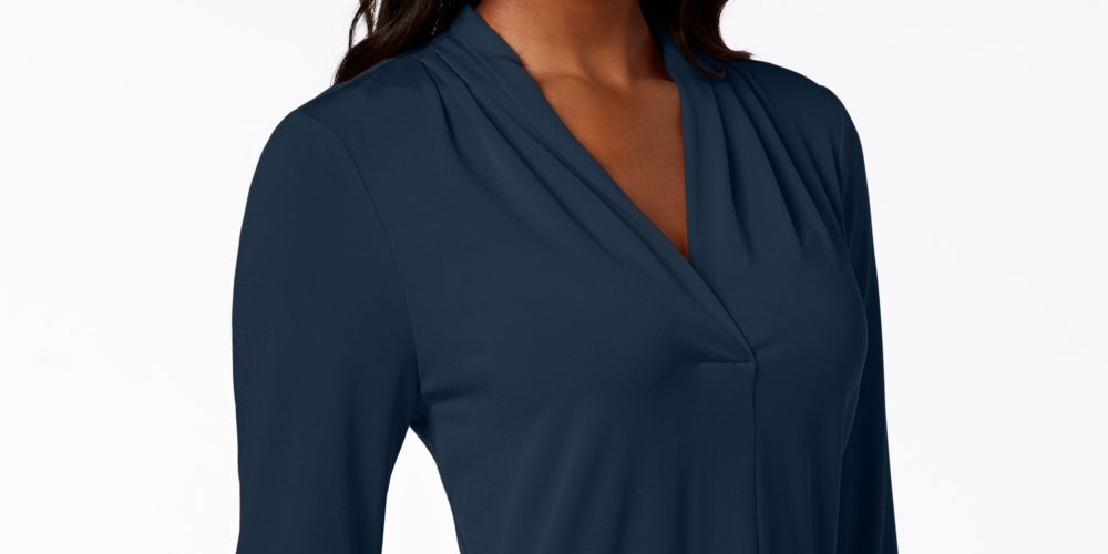 Blusa feminina Charter Club manga 3/4 azul tamanho X-S