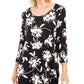 Blusa feminina estampada em jacquard, preta, tamanho pequeno P