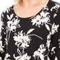 Blusa feminina estampada em jacquard, preta, tamanho pequeno P