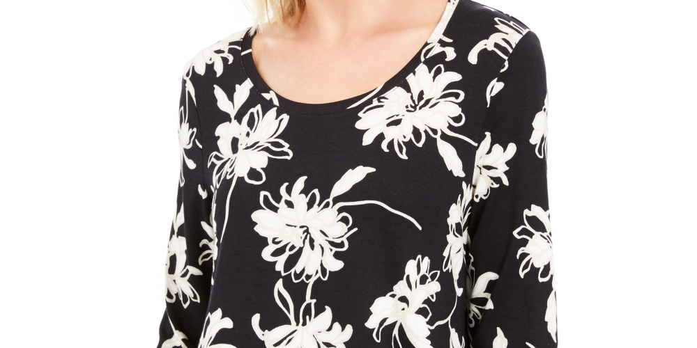 Blusa feminina estampada em jacquard, preta, tamanho pequeno P