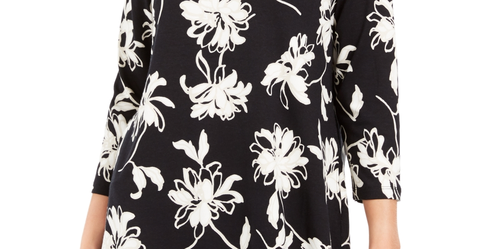 Blusa feminina estampada em jacquard, preta, tamanho pequeno P
