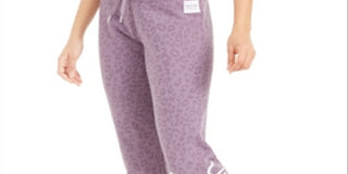 Calça jogger feminina Calvin Klein Performance com estampa animal e logotipo, roxa, tamanho médio