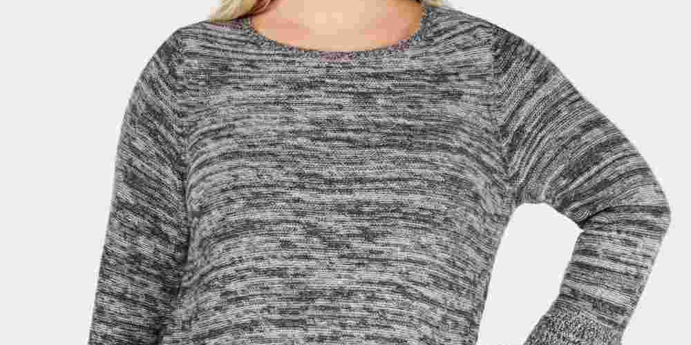 Suéter feminino plus size com babados Style &amp; Co, cinza, tamanho 0X