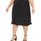 Saia MIDI de malha com bolinhas Kasper feminina, preta, tamanho 1X