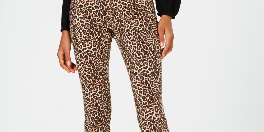 Calça jeans skinny feminina essencial com estampa de oncinha e animal print, tamanho 2, da INC International Concepts