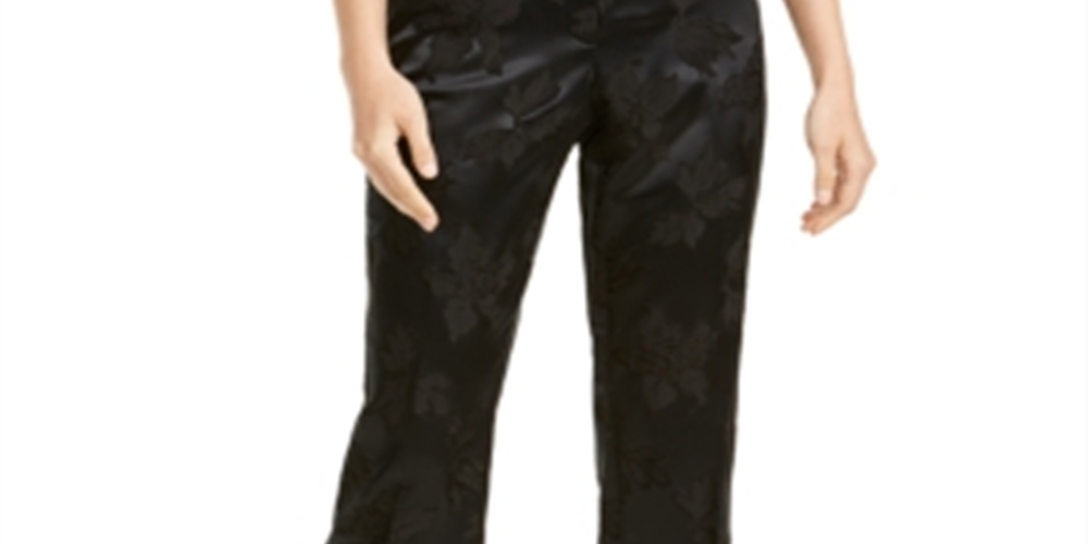 Calça flare floral com zíper feminina Alfani, preta, tamanho 4