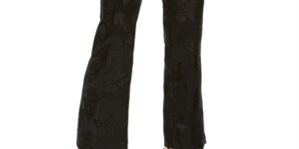 Calça flare floral com zíper feminina Alfani, preta, tamanho 4