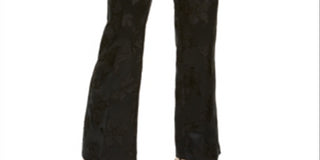 Calça flare floral com zíper feminina Alfani, preta, tamanho 4