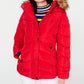 Casaco acolchoado com capuz Madden Girl Junior com acabamento em pele sintética, vermelho, tamanho grande
