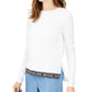 Blusa com fita e logotipo Michael Kors feminina, branca, tamanho XX-S