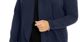 Karen Scott Cardigan Feminino Scott Plus Frente Aberta Azul Marinho Tamanho 0X