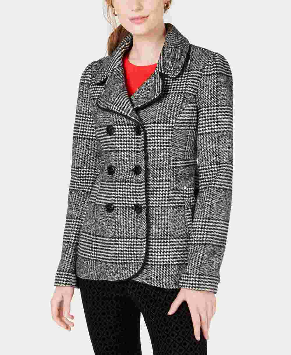 Blazer feminino xadrez Maison Jules cinza tamanho grande