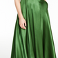 Vestido de cetim plissado feminino Morgan &amp; Co, verde, tamanho 9