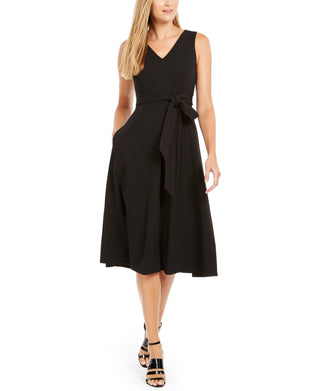 Vestido Calvin Klein Feminino com Cinto e Decote em V Preto Tamanho 4