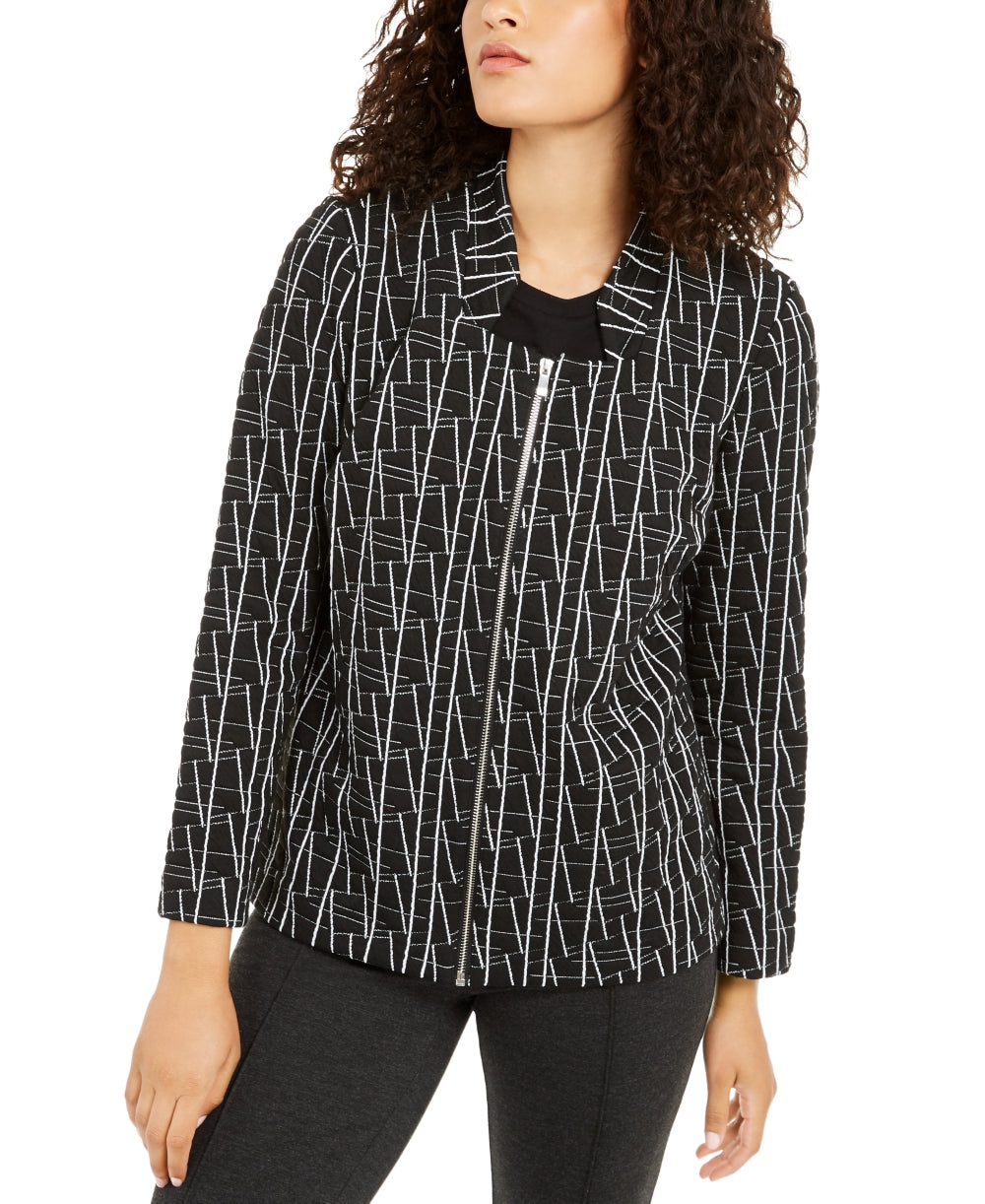 Jaqueta Alfani Feminina Estampada Preta Tamanho P