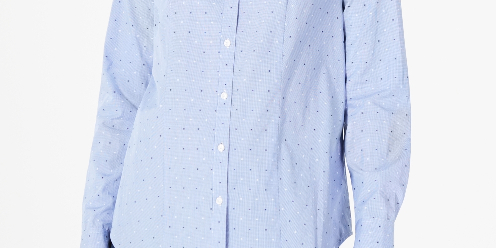 Camiseta feminina Charter Club de algodão estampada com botões frontais, azul, tamanho 12