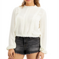 Blusa vitoriana de manga comprida e gola alta Self Esteem Junior, branca, tamanho X-G