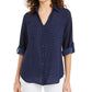 Blusa com estampa de bolinhas e punho Bcx Juniors, azul, tamanho pequeno