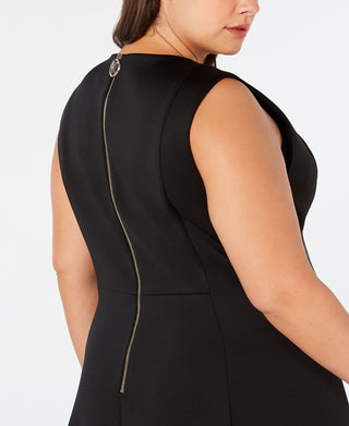 Vestido Calvin Klein Plus MIDI Fit &amp; Flare Feminino Preto Tamanho 16W