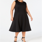 Vestido Calvin Klein Plus MIDI Fit &amp; Flare Feminino Preto Tamanho 16W