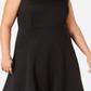 Vestido Calvin Klein Plus MIDI Fit &amp; Flare Feminino Preto Tamanho 16W