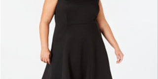 Vestido Calvin Klein Plus MIDI Fit &amp; Flare Feminino Preto Tamanho 16W
