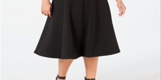 Vestido Calvin Klein Plus MIDI Fit &amp; Flare Feminino Preto Tamanho 16W