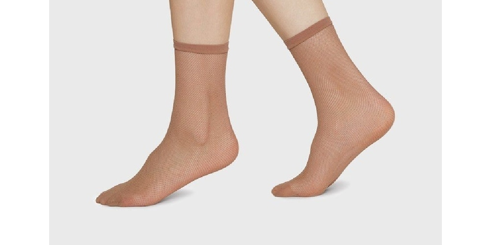 Meias femininas Swedish Stockings Elvira Net Caramel, marrom, tamanho único