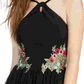 Vestido de festa curto com zíper floral bordado e sem mangas Blondie feminino, tamanho 1, preto