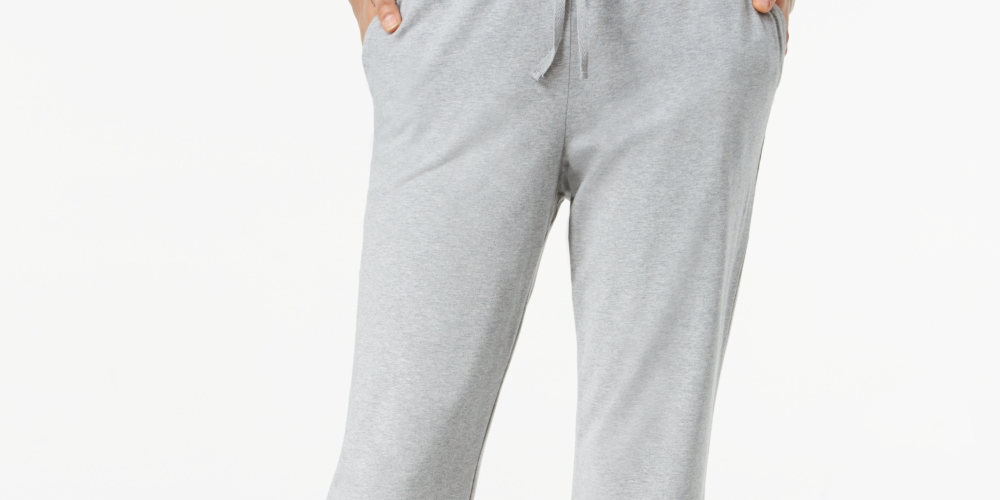 Calça esportiva feminina Karen Scott com cordão, cinza, tamanho pequeno, extragrande