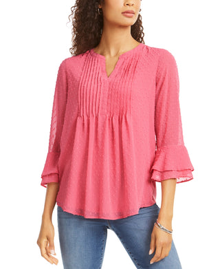 Blusa feminina Charter Club com apliques e pregas, rosa, tamanho extrapequeno