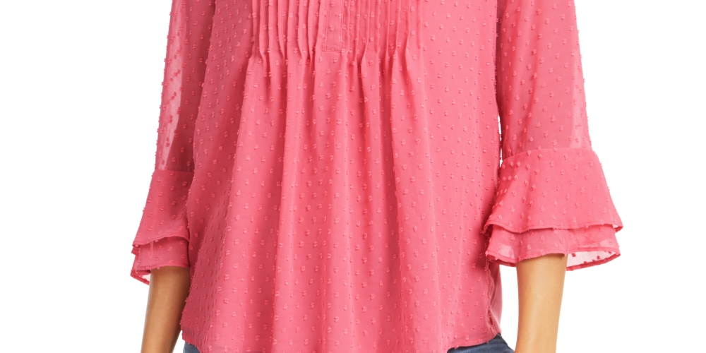 Blusa feminina Charter Club com apliques e pregas, rosa, tamanho extrapequeno