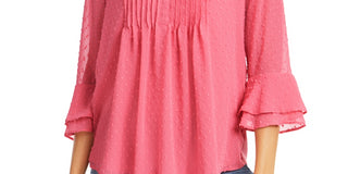 Blusa feminina Charter Club com apliques e pregas, rosa, tamanho extrapequeno