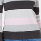 Karen Scott Suéter Feminino de Algodão com Decote em V e Blocos de Cores Cinza/Rosa Tamanho XS