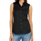 Blusa feminina Charter Club com botões frontais, preta, tamanho 12