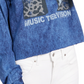 Camiseta feminina vintage de algodão com estampa gráfica MTV, azul, tamanho pequeno