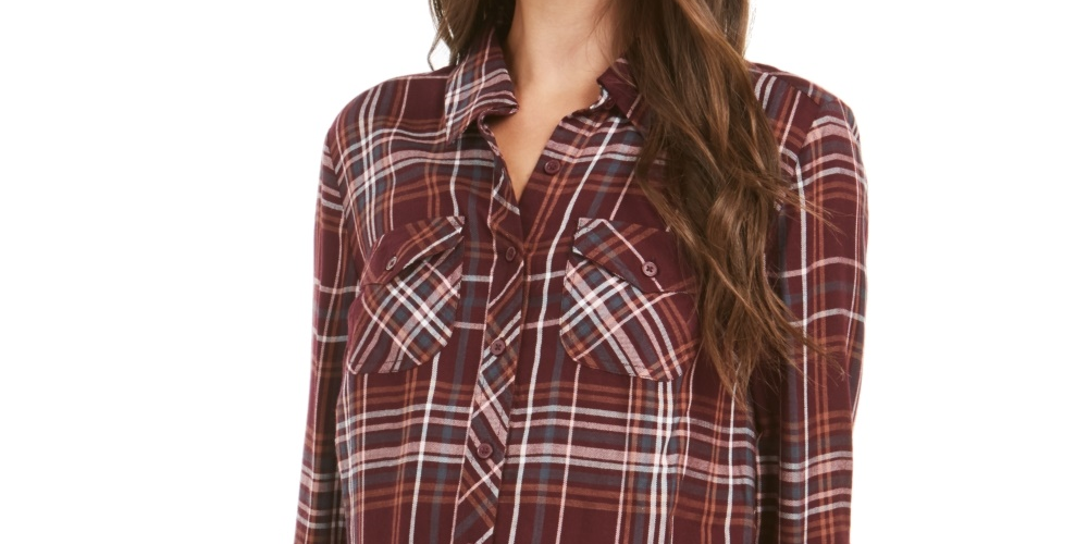 Túnica xadrez feminina Style &amp; Co, roxa, tamanho pequeno