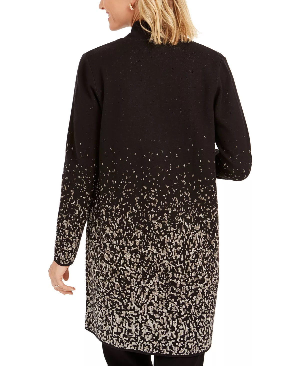 Casaco feminino JM Collection Ombre Jacquard preto tamanho pequeno médio