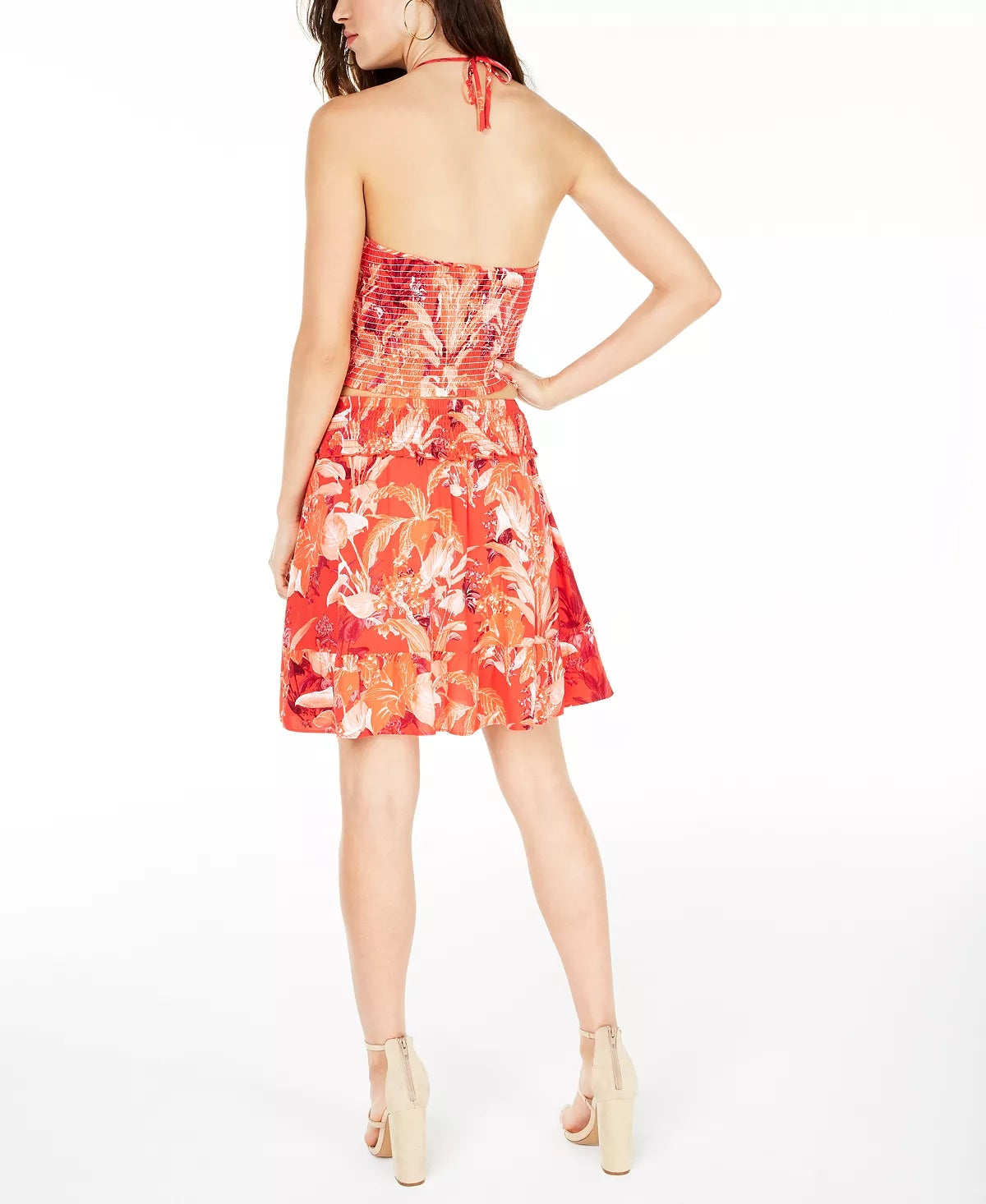 Guess Rona Smocked Halter Top Feminino Rosa Tamanho X-S