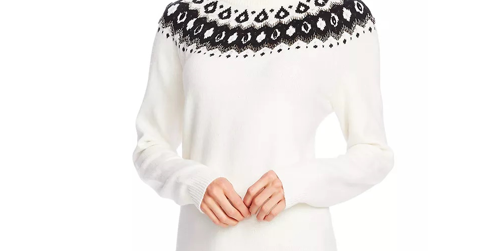 Vince Camuto Blusa feminina estampada de manga comprida e gola redonda, cinza, tamanho X-S