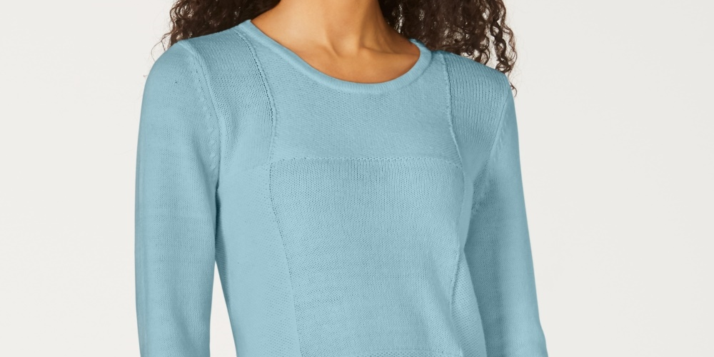 Karen Scott Suéter Feminino Patchwork com Ponto Azul Tamanho XS