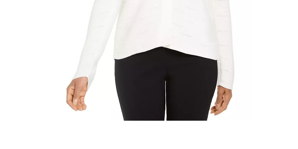 Cardigan feminino JM Collection com dois botões, branco, tamanho X-S