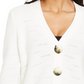 Cardigan feminino JM Collection com dois botões, branco, tamanho X-S