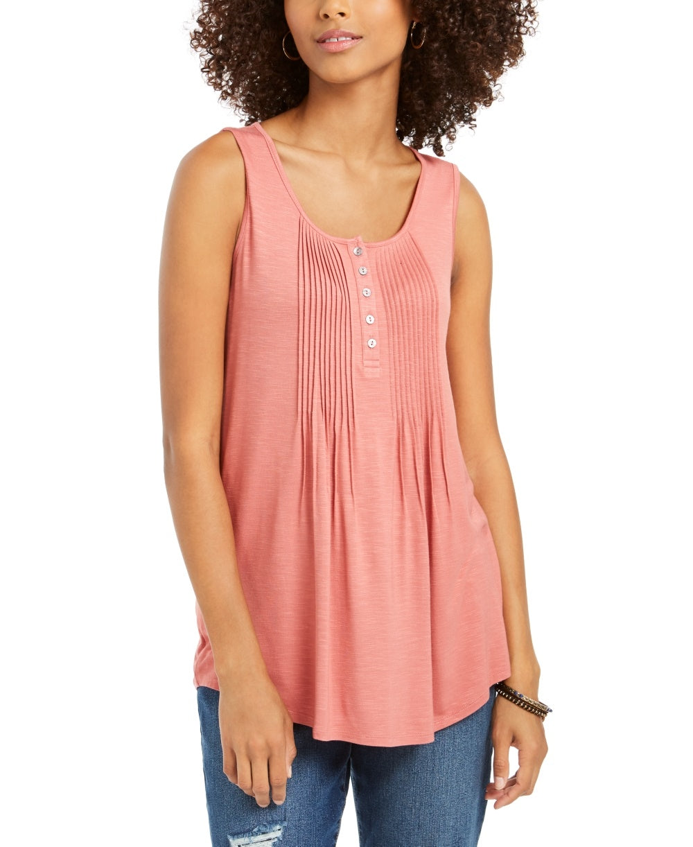 Regata feminina com botões frontais Style &amp; Co, laranja, tamanho pequeno