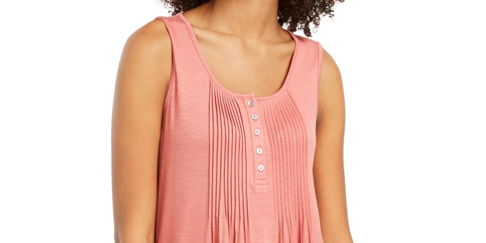 Regata feminina com botões frontais Style &amp; Co, laranja, tamanho pequeno