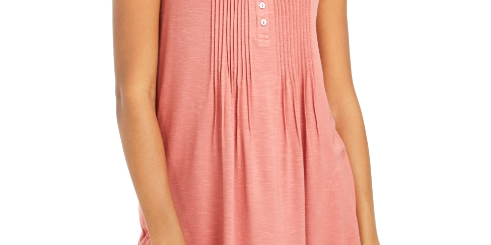 Regata feminina com botões frontais Style &amp; Co, laranja, tamanho pequeno