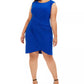 Vestido feminino plus size Jessica Howard com franzidos laterais, azul, tamanho 24W