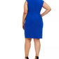 Vestido feminino plus size Jessica Howard com franzidos laterais, azul, tamanho 24W