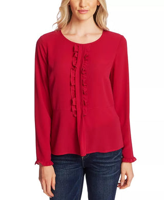 CeCe Women's Crepe Ruffle Blouse Pink Size Small